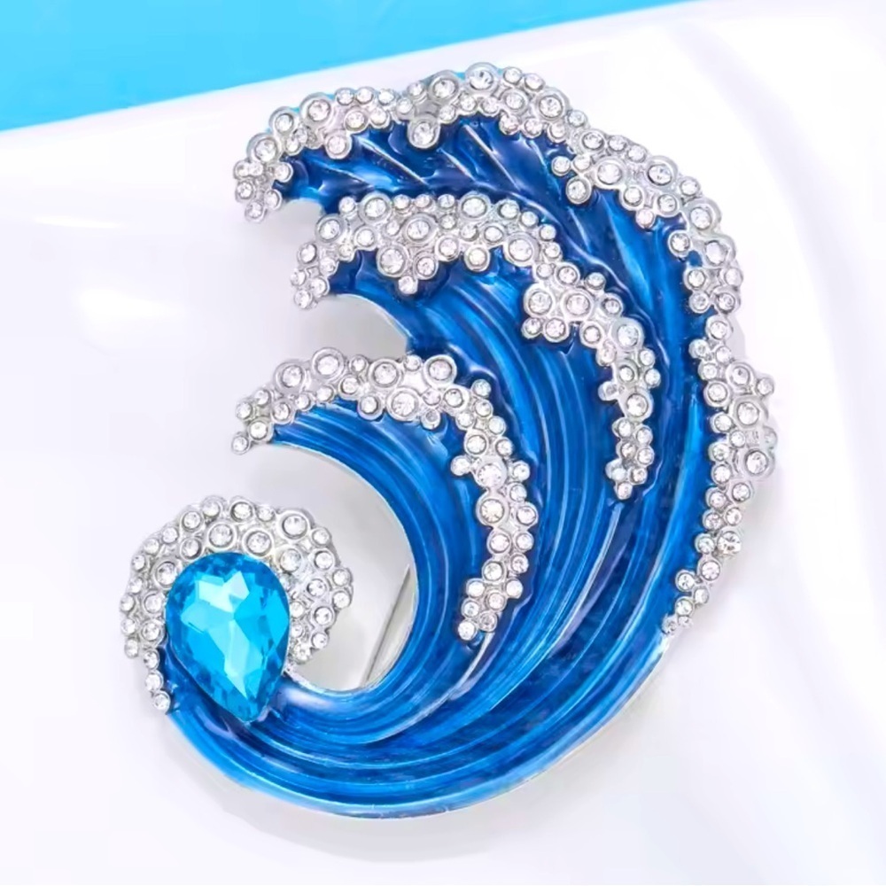 Blue Wave Crystal Brooch